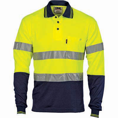 Image for DNC HI-VIS COOL BREATHE POLO SHIRT CSR REFLECTIVE TAPE LONG SLEEVE 2-TONE from Office Products Depot Gold Coast