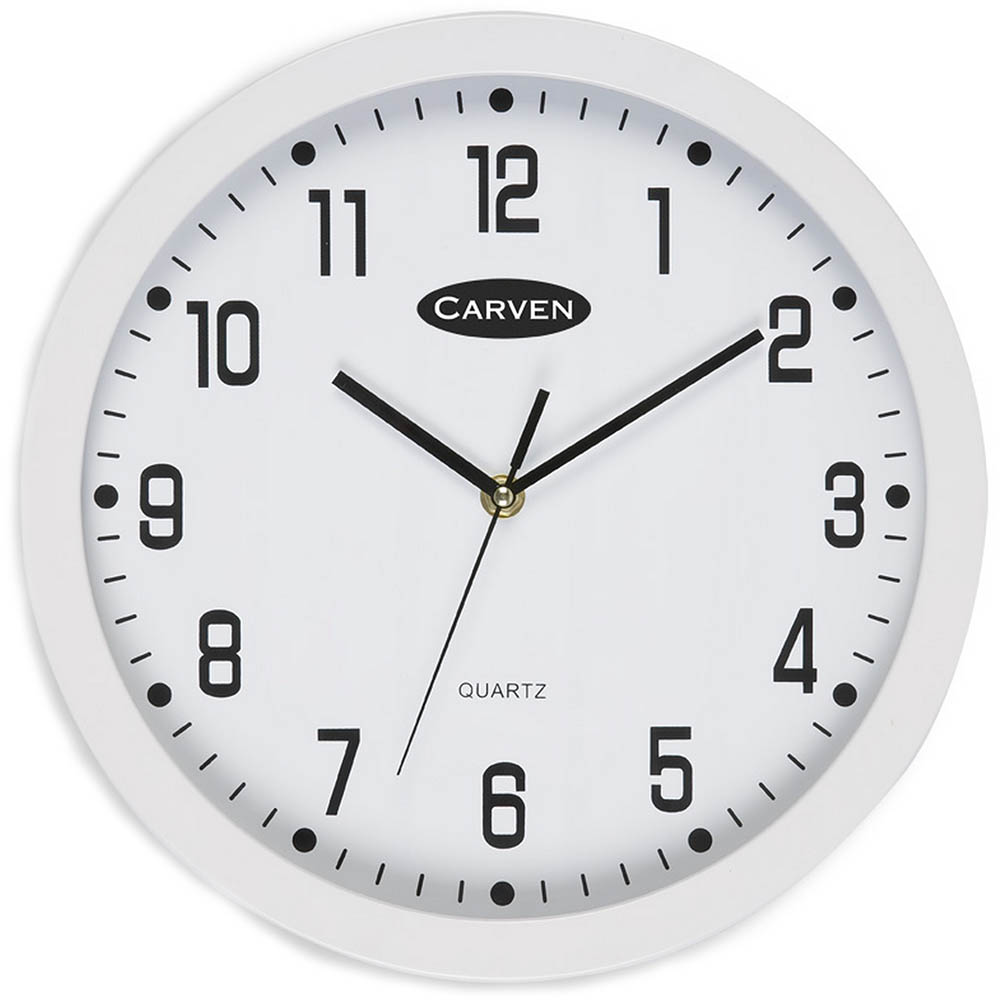 Image for CARVEN WALL CLOCK 300MM WHITE FRAME from MOE Office Products Depot Mackay & Whitsundays