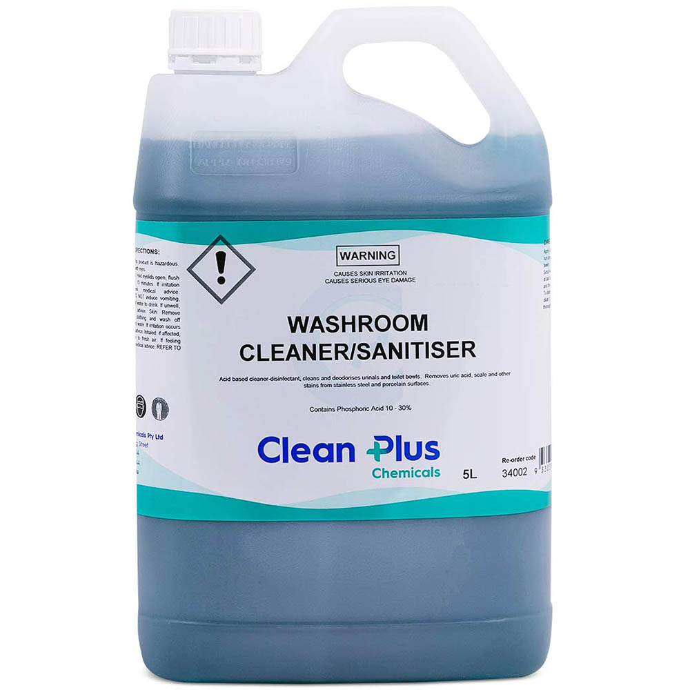 Image for CLEAN PLUS WASHROOM CLEANER SANITISER 5 LITRE CARTON 3 from MOE Office Products Depot Mackay & Whitsundays