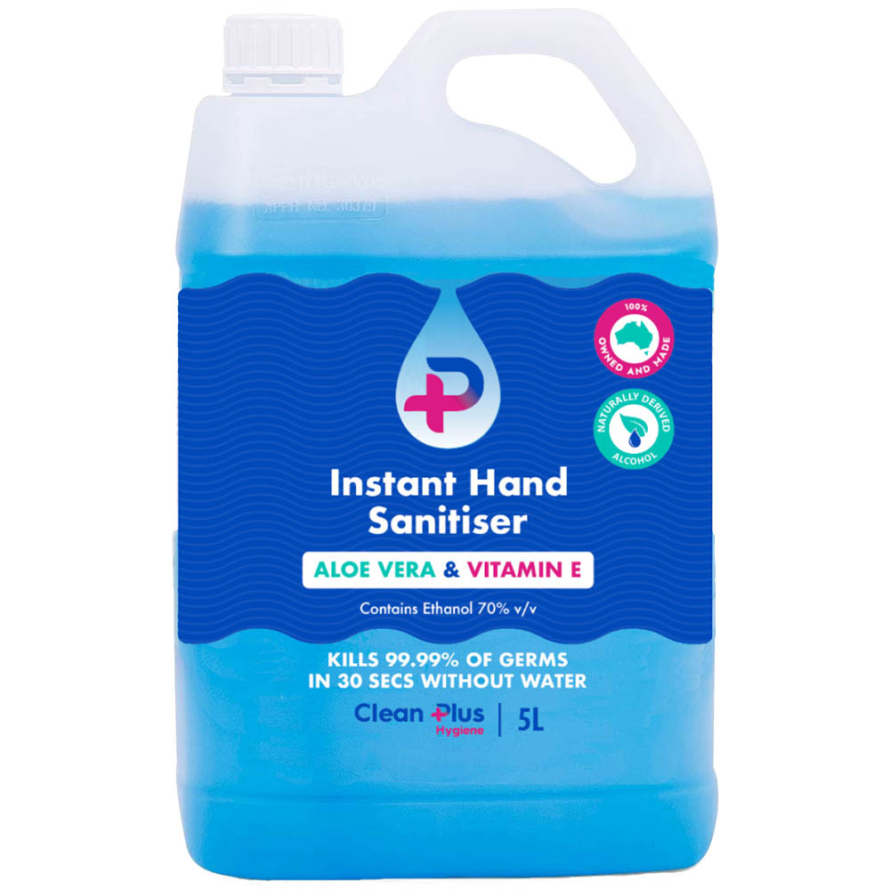 Image for CLEAN PLUS INSTANT HAND SANITISER GEL 5 LITRE BLUE from MOE Office Products Depot Mackay & Whitsundays