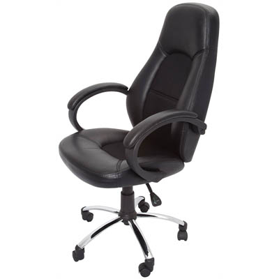 Image for RAPIDLINE CL410 EXECUTIVE CHAIR HIGH BACK CHROME BASE ARMS PU BLACK from Barkers Rubber Stamps & Office Products Depot
