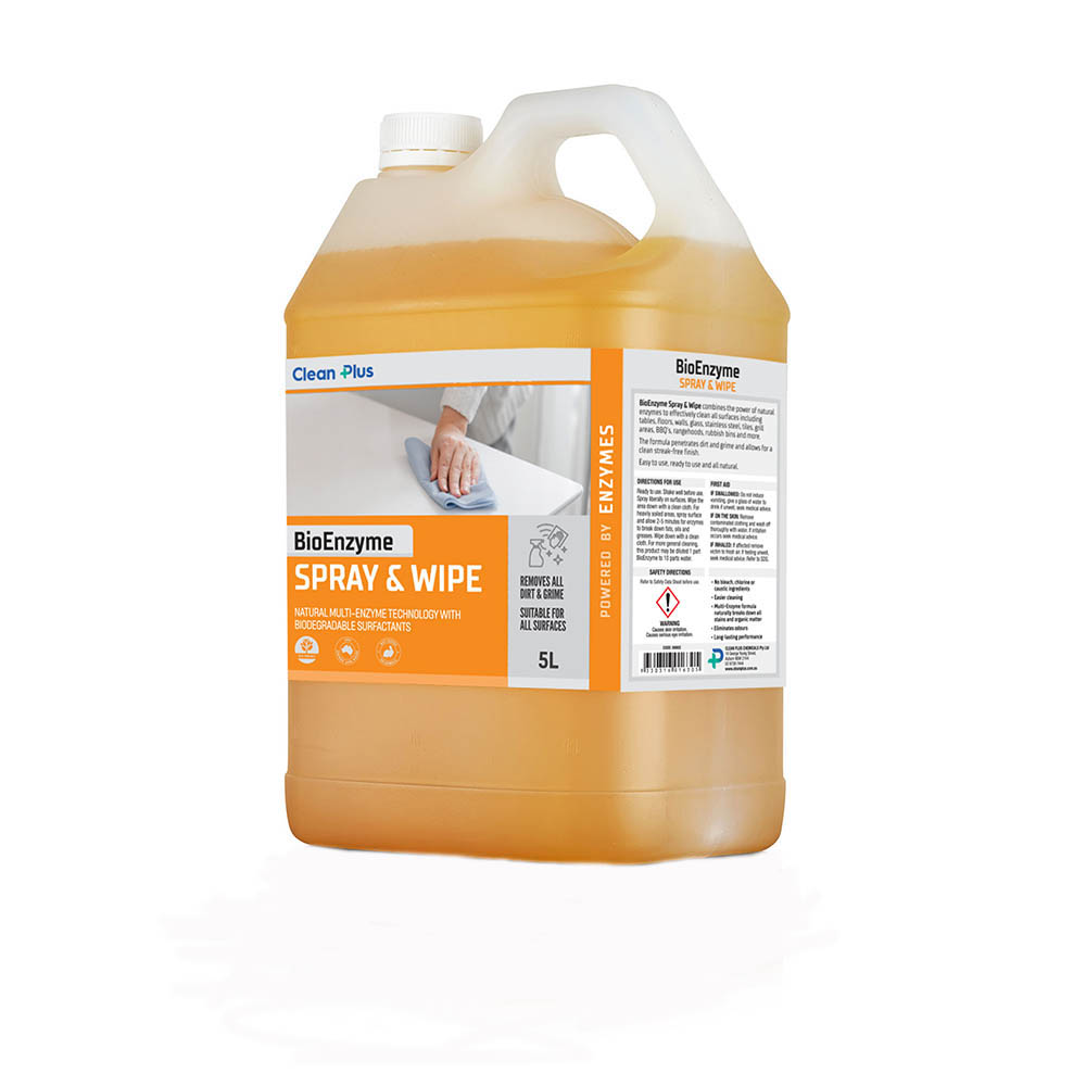 Image for CLEAN PLUS BIOENZYME SPRAY AND WIPE 5 LITRE from MOE Office Products Depot Mackay & Whitsundays