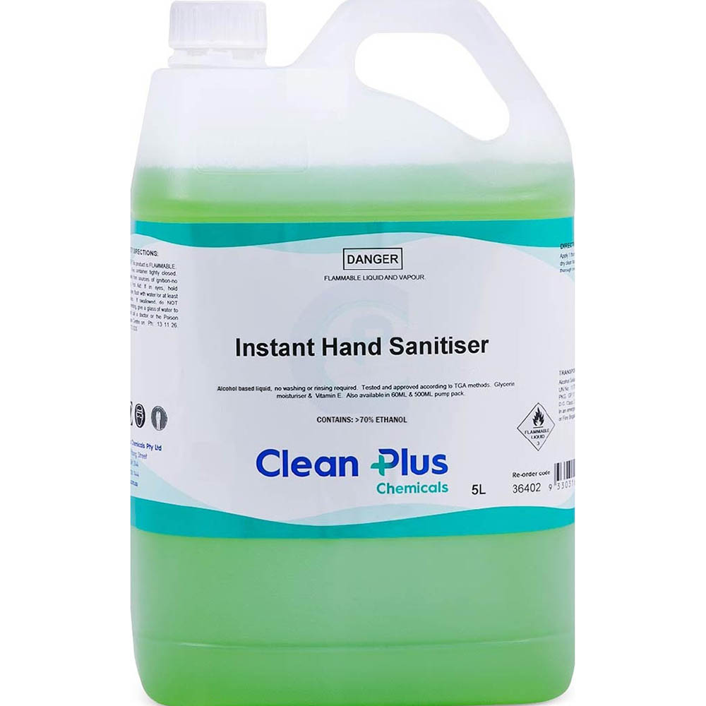 Image for CLEAN PLUS INSTANT HAND SANITISER 5 LITRE from MOE Office Products Depot Mackay & Whitsundays