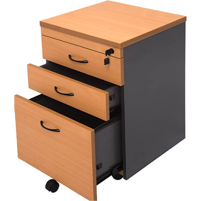 Image for RAPID WORKER MOBILE PEDESTAL 3-DRAWER LOCKABLE 690 X 465 X 447MM BEECH/IRONSTONE from Office Business Office Products Depot