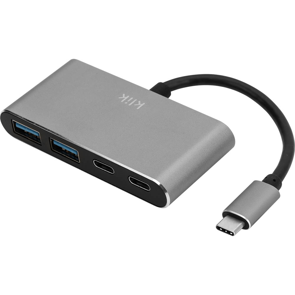 Image for KLIK USB-C MALE TO DUAL USB-A 3.0 AND DUAL USB-C HUB SILVER from Ross Office Supplies Office Products Depot