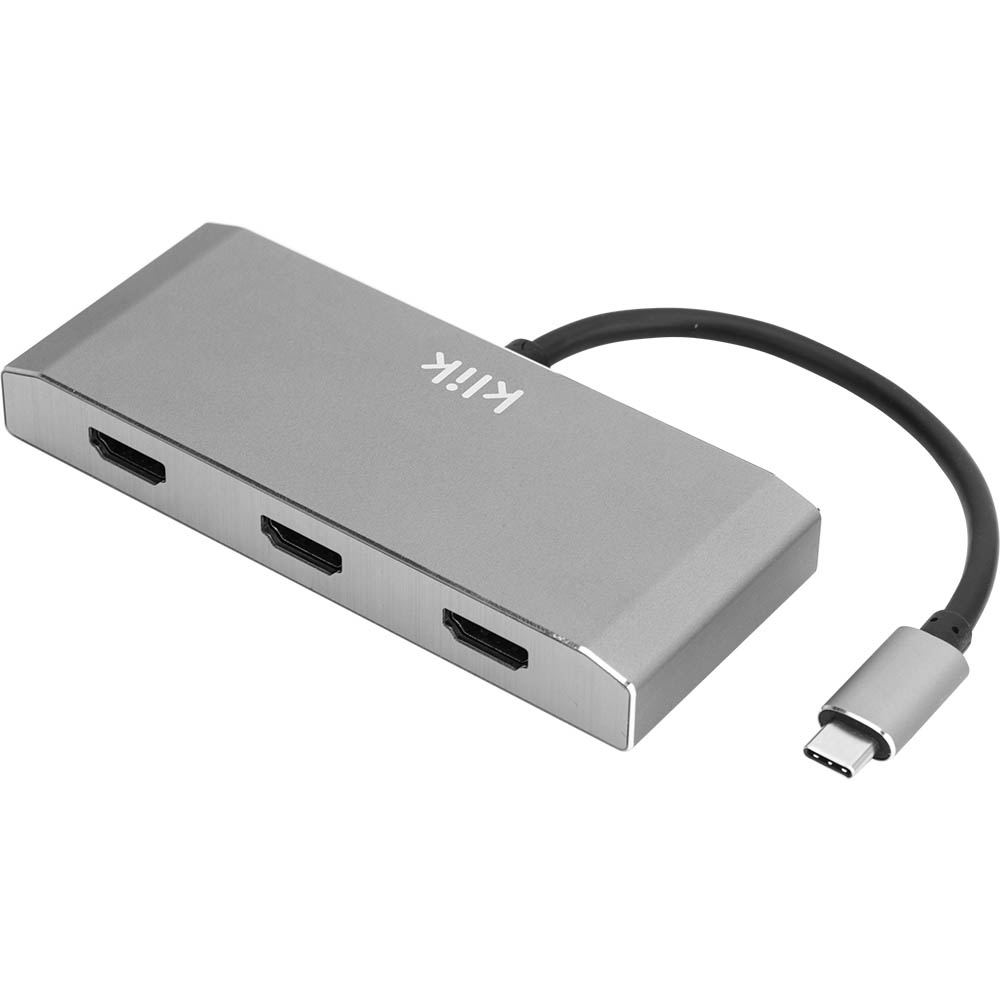 Image for KLIK USB-C TO TRIPLE HDMI FEMALE ADAPTER SILVER from Ross Office Supplies Office Products Depot