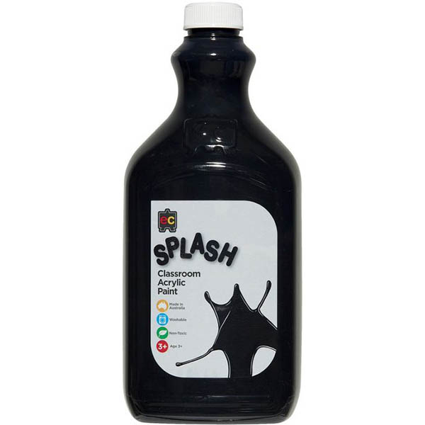 Image for EDUCATIONAL COLOURS SPLASH CLASSROOM ACRYLIC PAINT 2 LITRE LICORICE BLACK from Total Supplies Pty Ltd