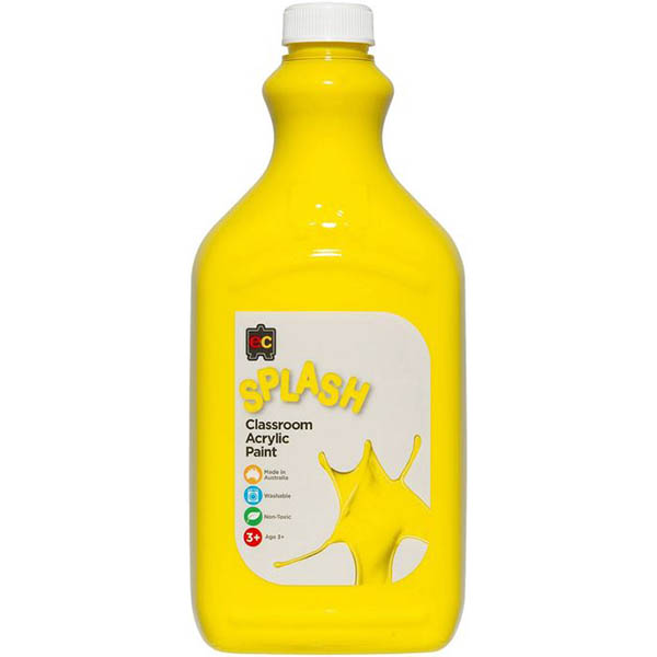 Image for EDUCATIONAL COLOURS SPLASH CLASSROOM ACRYLIC PAINT 2 LITRE SUNSHINE YELLOW from Total Supplies Pty Ltd