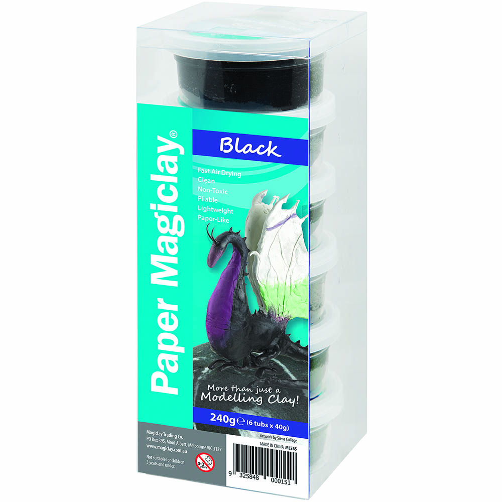 Image for PAPER MAGICLAY MODELLING CLAY 240G BLACK from Total Supplies Pty Ltd