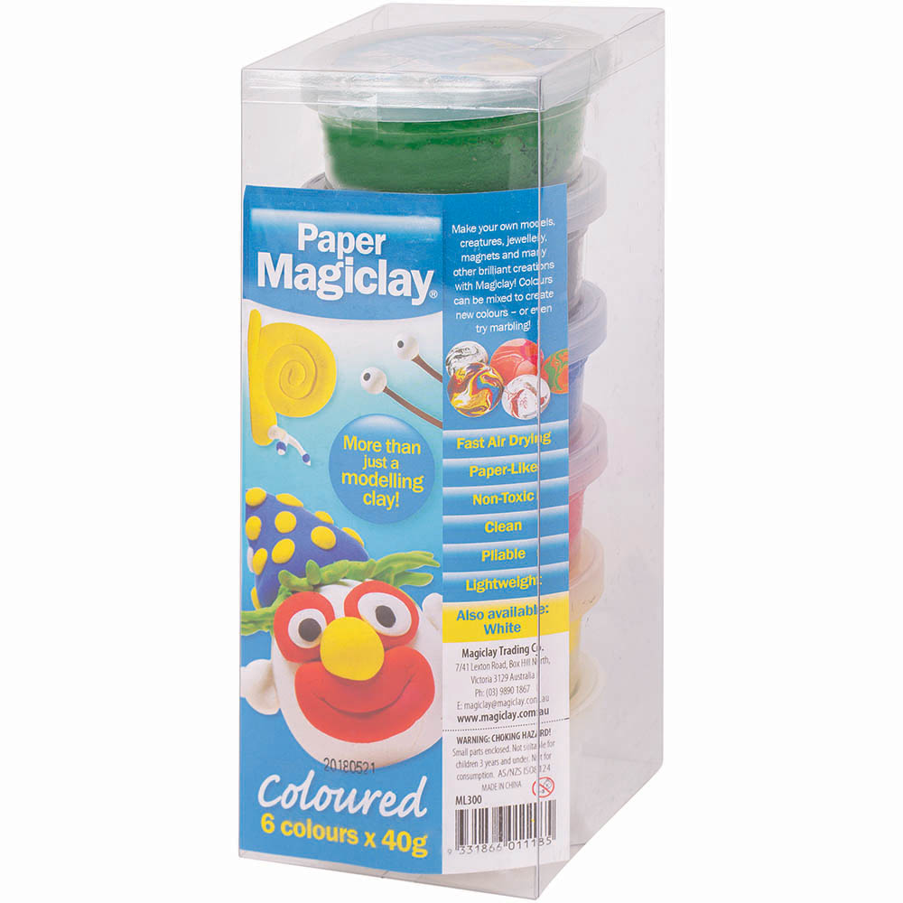 Image for PAPER MAGICLAY® MODELLING COMPOUND 40G ASSORTED PACK 6 from Office Products Depot Gold Coast