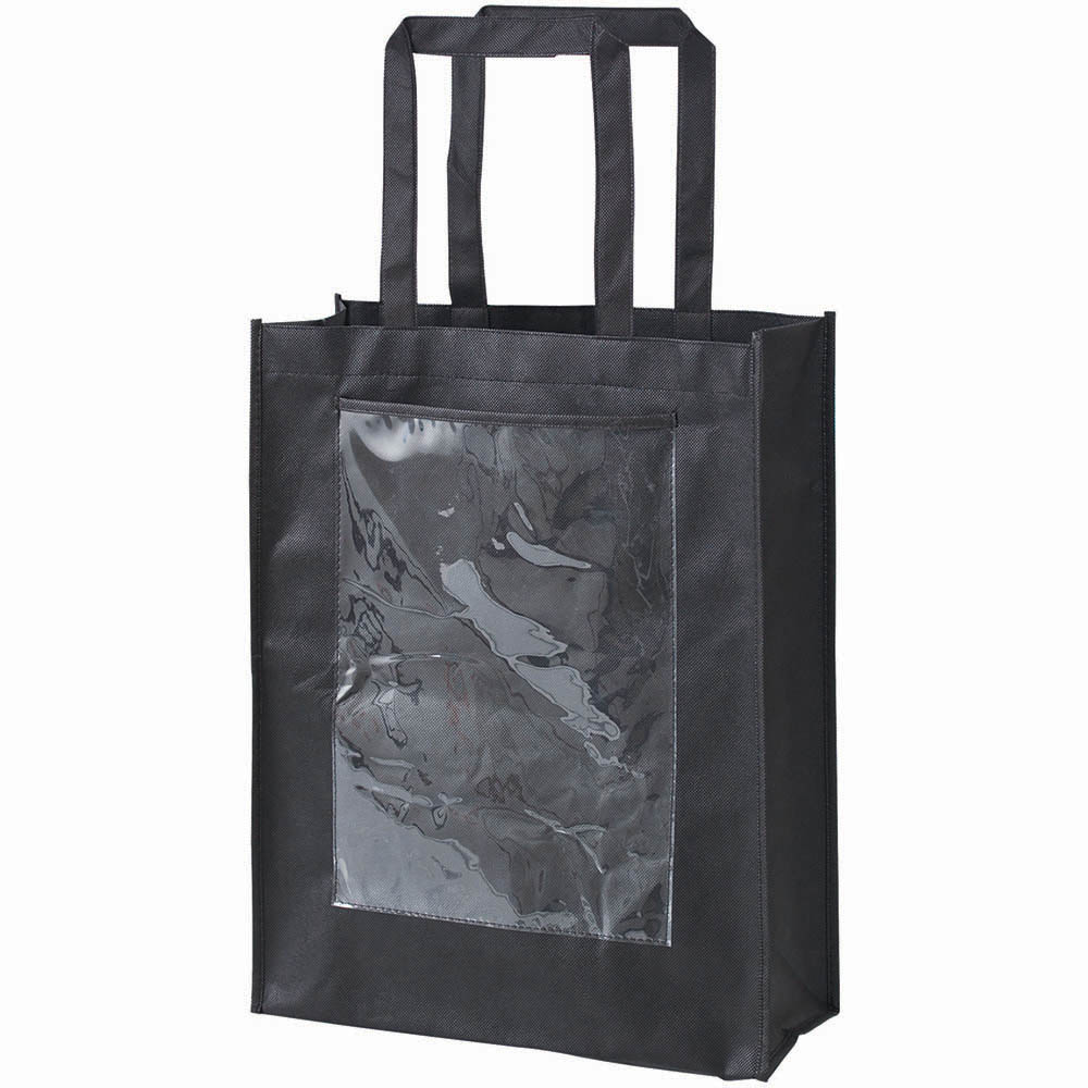 Image for ZART ECO BAG WITH DISPLAY POCKET 340 X 410MM BLACK PACK 10 from Total Supplies Pty Ltd