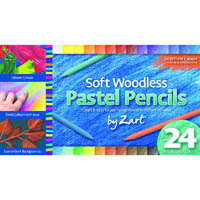 zart woodless soft colour pencils pastel assorted pack 24