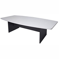 oxley conference table boat shaped 1200 x 2400 x 730mm white/ironstone