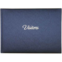 cumberland visitors book pu cover with silver foil print 112 page 265 x 195mm dark blue