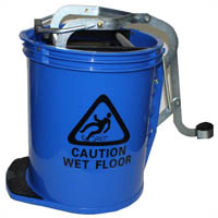 cleanlink mop bucket heavy duty metal wringer 16 litre blue