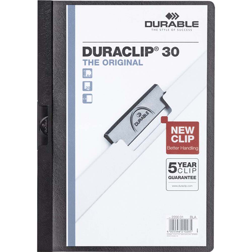 Image for DURABLE DURACLIP DOCUMENT FILE PORTRAIT 30 SHEET CAPACITY A4 BLACK from MOE Office Products Depot Mackay & Whitsundays