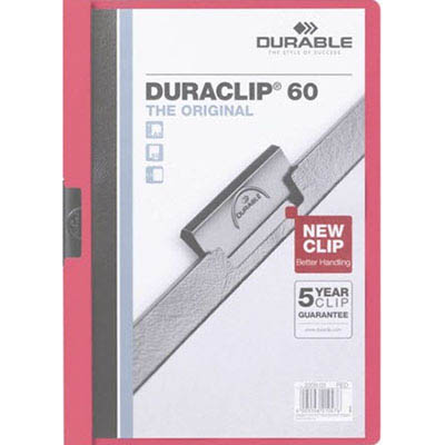 Image for DURABLE DURACLIP DOCUMENT FILE PORTRAIT 60 SHEET CAPACITY A4 RED from Barkers Rubber Stamps & Office Products Depot
