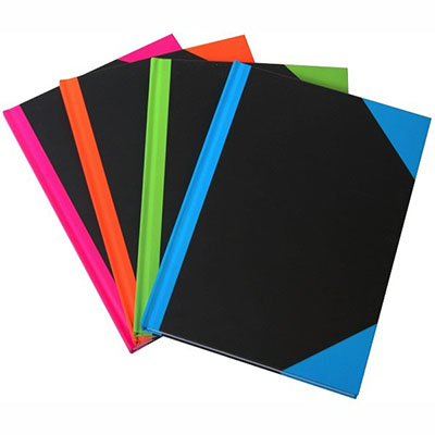 Image for BLACK AND RED NOTEBOOK CASEBOUND RULED A-Z INDEX 192 PAGE A4 ASSORTED CORNERS from Albany Office Products Depot