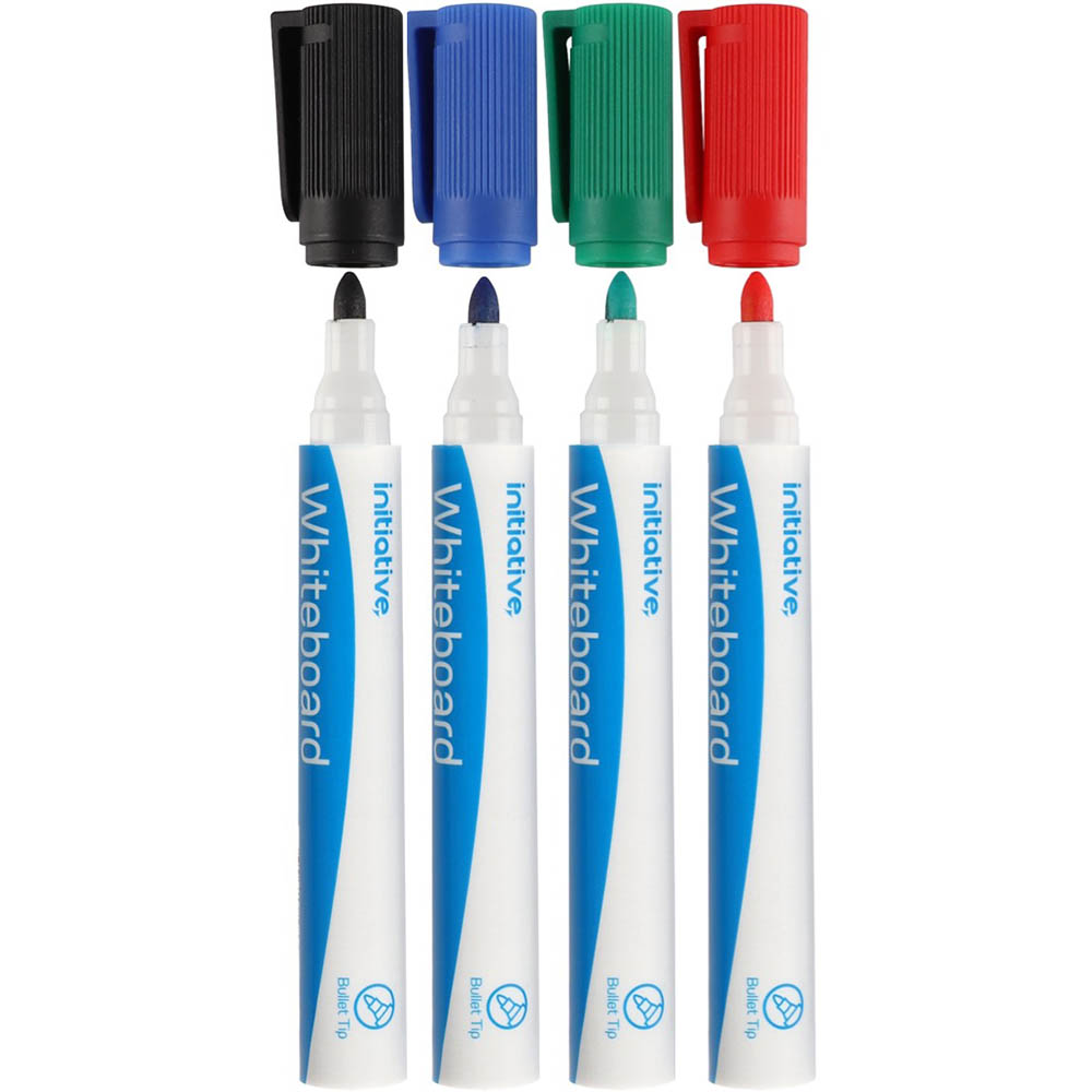 Image for INITIATIVE WHITEBOARD MARKERS BULLET 2MM ASSORTED WALLET 4 from Ross Office Supplies Office Products Depot