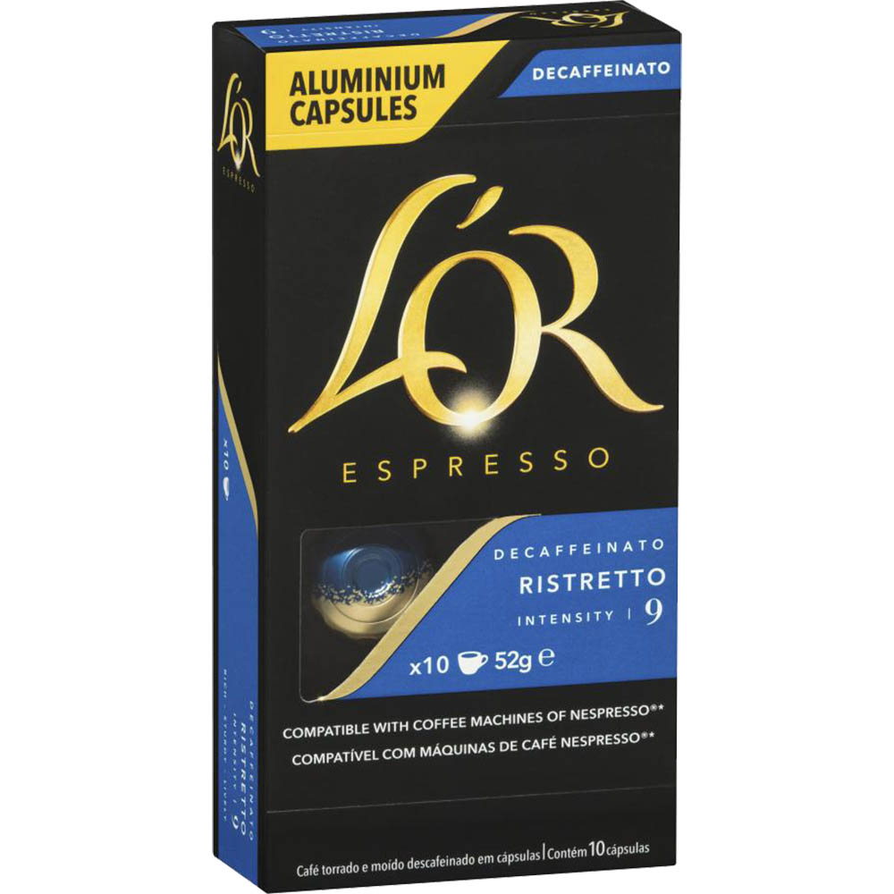 Image for L'OR ESPRESSO NESPRESSO COMPATIBLE COFFEE CAPSULES RISTRETTO DECAF PACK 10 from Office Products Depot