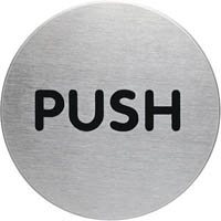 durable pictogram sign push 65mm stainless steel