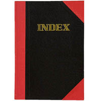 black and red notebook casebound ruled a-z index 200 page a4