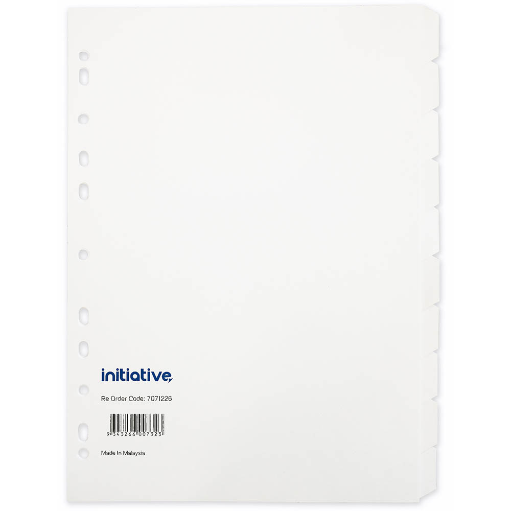 Image for INITIATIVE DIVIDERS MANILLA 10-TAB A4 WHITE from Albany Office Products Depot