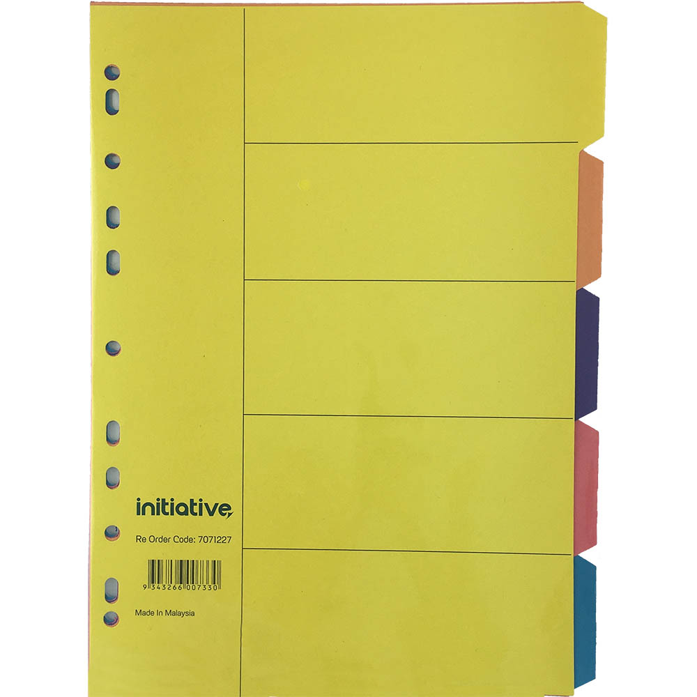 Image for INITIATIVE DIVIDERS MANILLA 5-TAB A4 BRIGHT COLOURS from OFFICEPLANET OFFICE PRODUCTS DEPOT