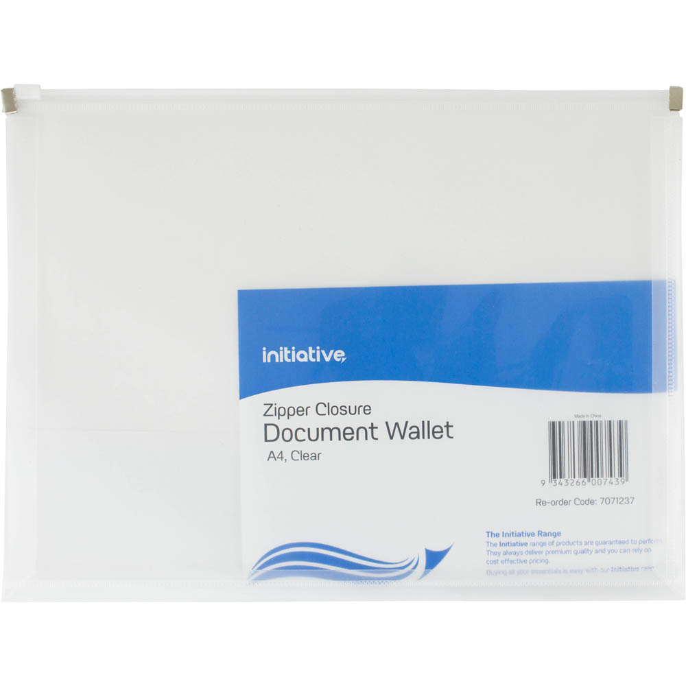 Image for INITIATIVE DOCUMENT WALLET WITH ZIPPER A4 CLEAR from Office Products Depot