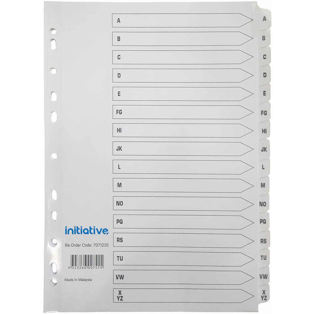 Image for INITIATIVE INDEX DIVIDERS A4 A-Z TAB WHITE from OFFICEPLANET OFFICE PRODUCTS DEPOT