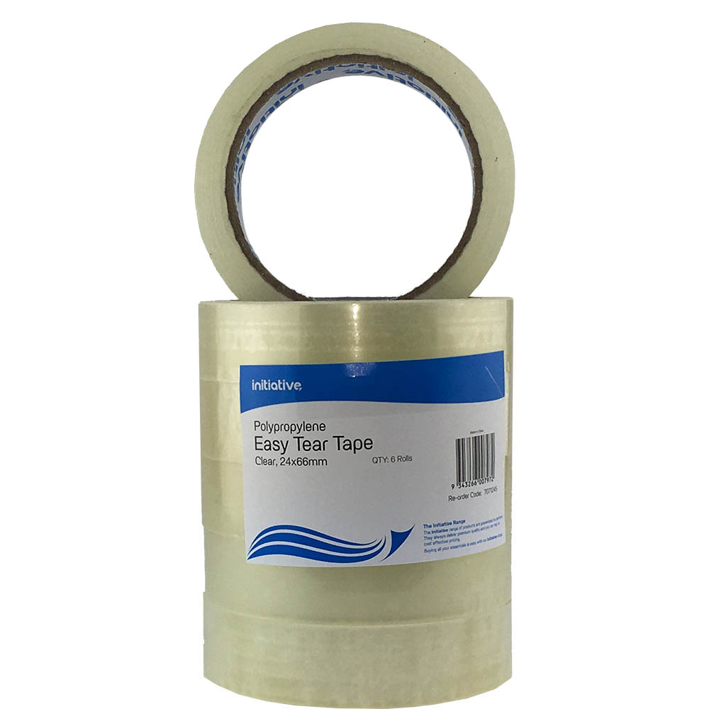 Image for INITIATIVE EASY TEAR TAPE PP 24MM X 66M CLEAR PACK 6 from Australian Stationery Supplies Office Products Dep