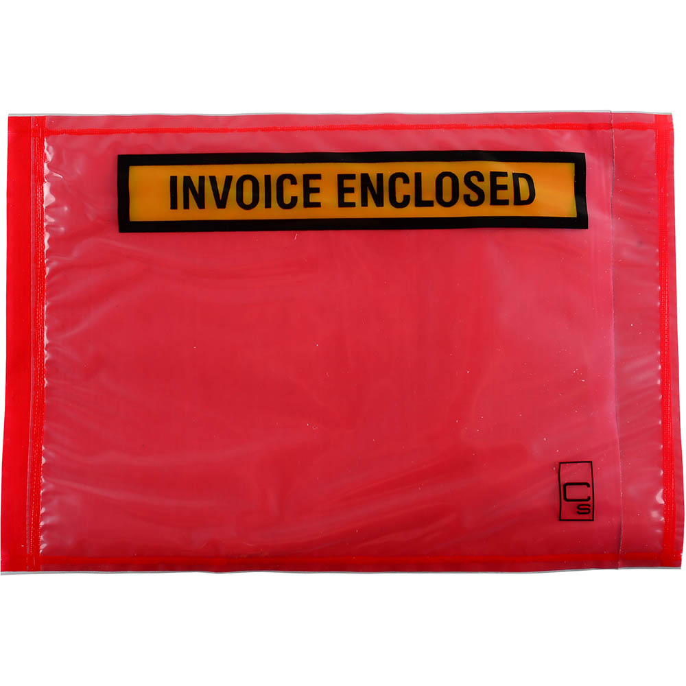 Image for CUMBERLAND PACKAGING ENVELOPE INVOICE ENCLOSED 165 X 115MM RED BOX 1000 from Office Products Depot