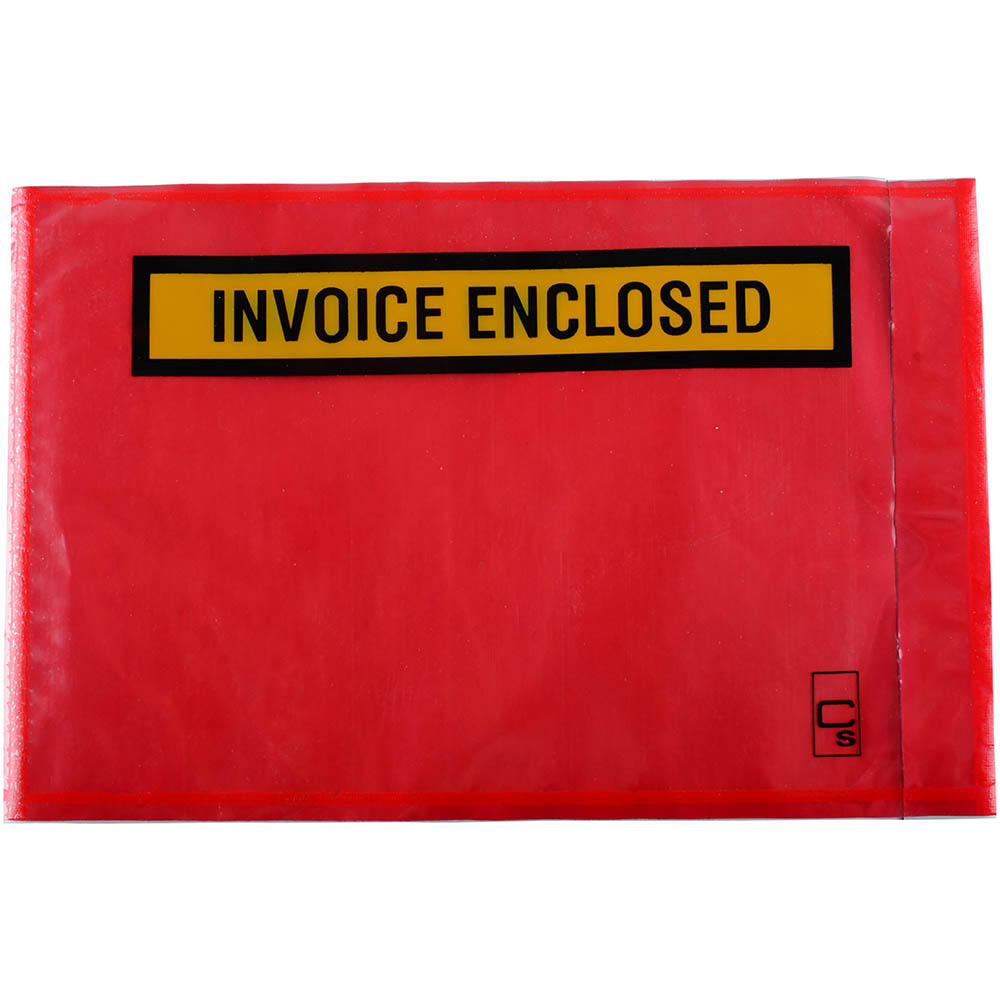 Image for CUMBERLAND PACKAGING ENVELOPE INVOICE ENCLOSED 175 X 115MM RED PACK 1000 from Barkers Rubber Stamps & Office Products Depot
