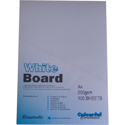 Image for COLOURFUL DAYS WHITE PASTEBOARD 200GSM A4 PACK 100 from Total Supplies Pty Ltd