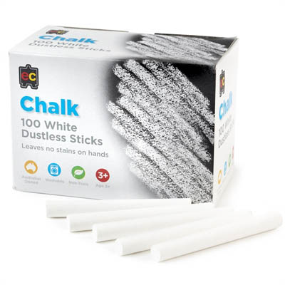 Image for EDUCATIONAL COLOURS DUSTLESS CHALK WHITE BOX 100 from Office Products Depot Gold Coast