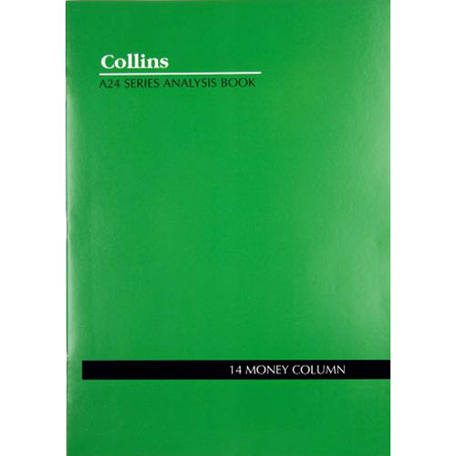 Image for COLLINS A24 SERIES ANALYSIS BOOK 14 MONEY COLUMN FEINT RULED STAPLED 24 LEAF A4 GREEN from Office Products Depot