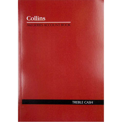 Image for COLLINS A60 SERIES ACCOUNT BOOK 3 MONEY COLUMN TREBLE CASH 60 LEAF A4 RED from Margaret River Office Products Depot