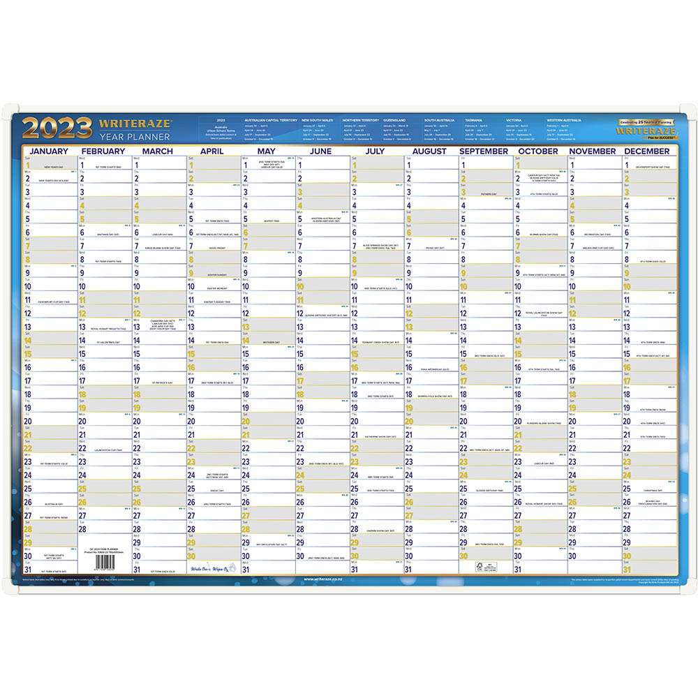 Image for COLLINS WRITERAZE 11800 QC EXECUTIVE YEAR PLANNER FRAMED 700 X 1000MM from Ross Office Supplies Office Products Depot