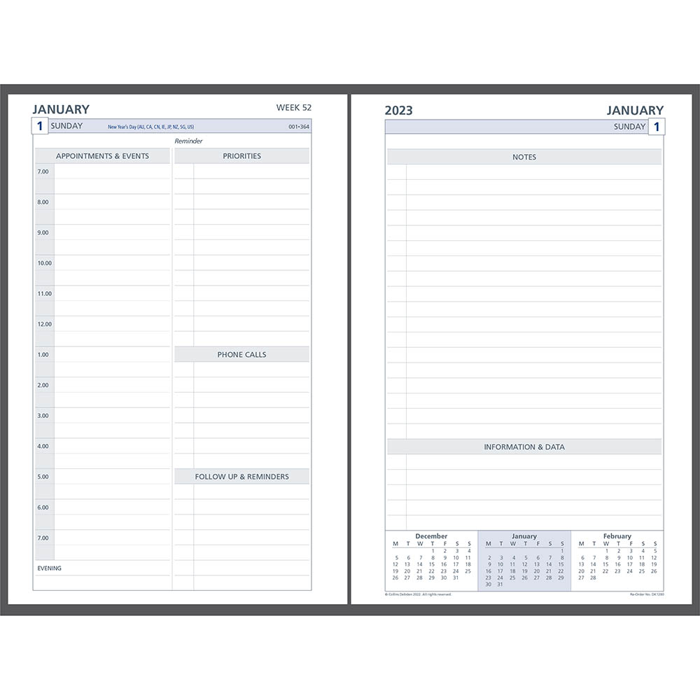 Image for DEBDEN DAYPLANNER DK1200 DESK EDITION REFILL 2 PAGE PER DAY 216 X 140MM WHITE from Margaret River Office Products Depot