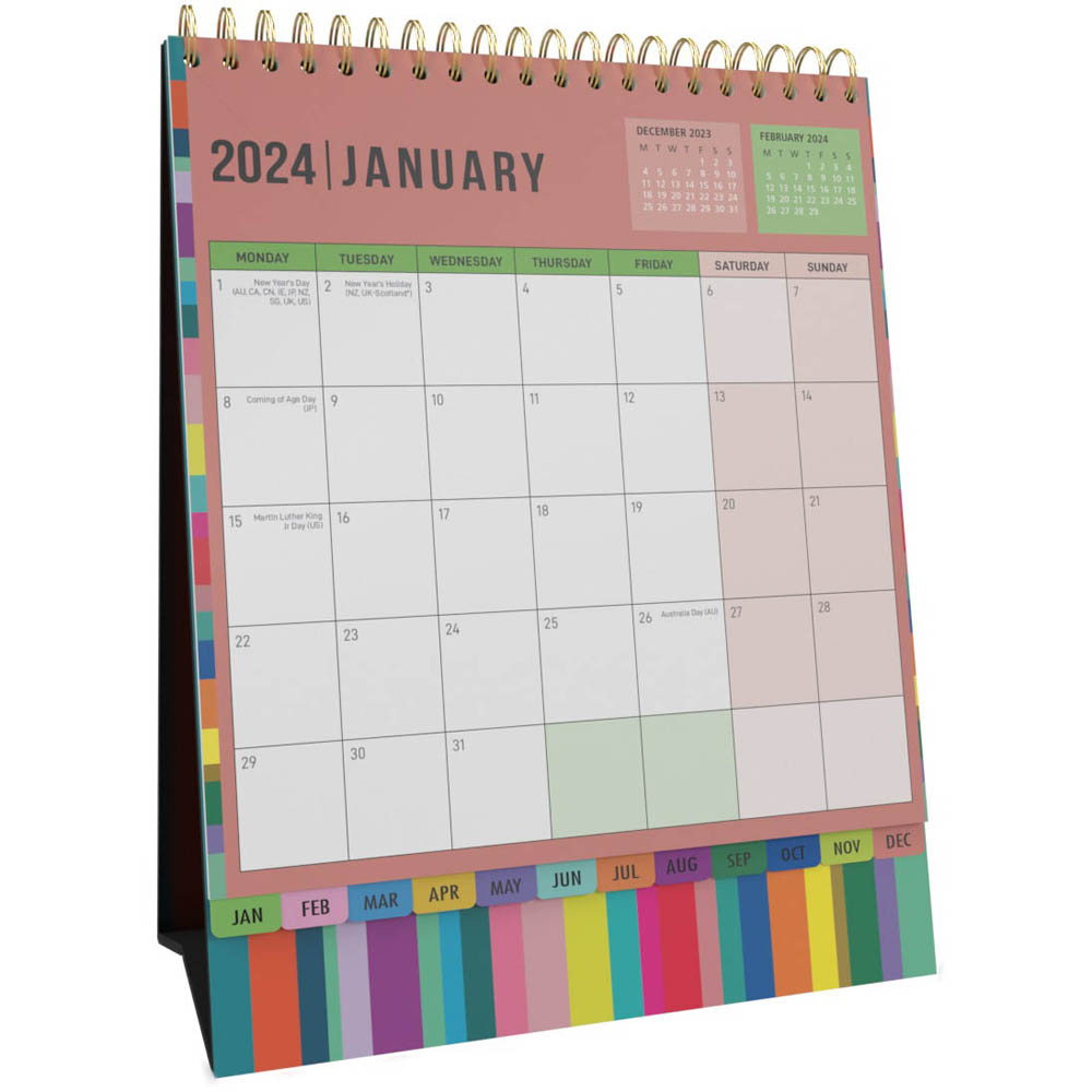 Image for COLLINS EDGE RAINBOW DESK CALENDAR EDDC MONTH TO VIEW 220 X 175MM from Ross Office Supplies Office Products Depot