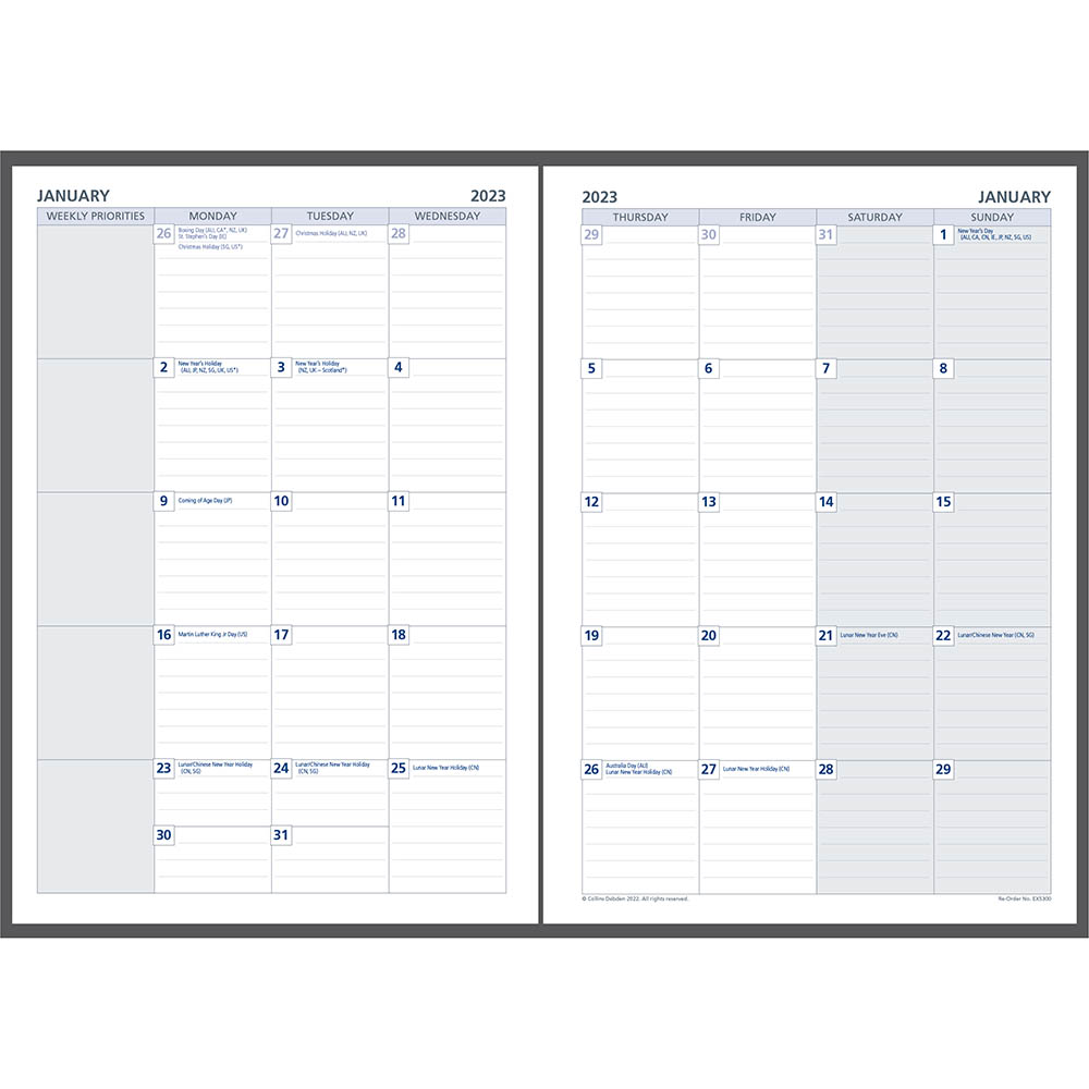 Image for DEBDEN DAYPLANNER EX5300 EXECUTIVE EDITION REFILL MONTH TO VIEW from Albany Office Products Depot