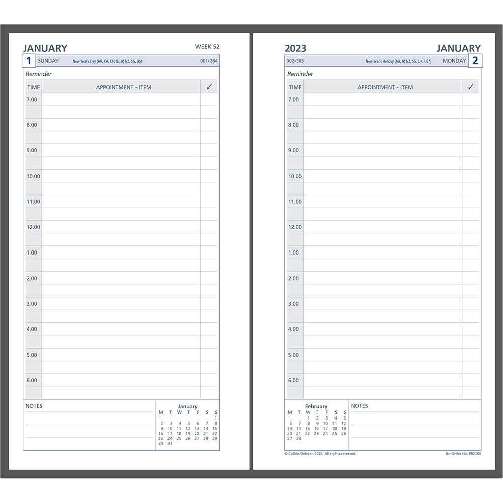 Image for DEBDEN DAYPLANNER PR2100 PERSONAL EDITION REFILL DAY TO PAGE from Total Supplies Pty Ltd