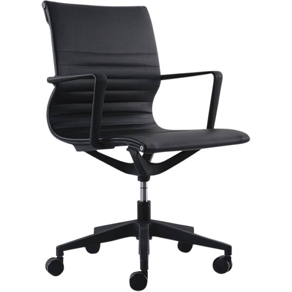 Image for BURO DIABLO TASK CHAIR MEDIUM BACK ARMS PU BLACK from Total Supplies Pty Ltd