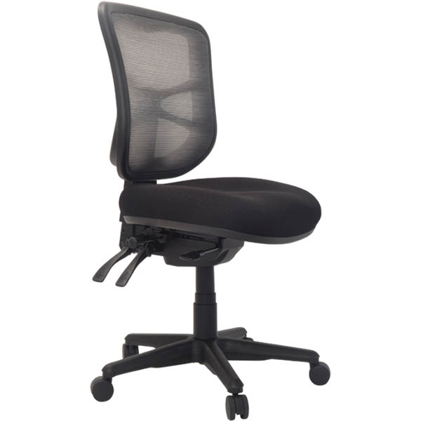 Image for BURO METRO TASK CHAIR MEDIUM MESH BACK SEAT SLIDE 3-LEVER BLACK NYLON BASE from Barkers Rubber Stamps & Office Products Depot