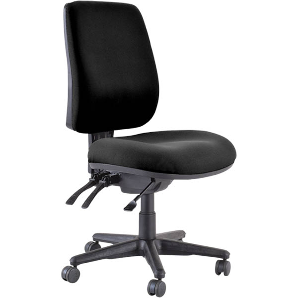 Image for BURO ROMA TASK CHAIR HIGH BACK 3-LEVER JETT FABRIC BLACK from Barkers Rubber Stamps & Office Products Depot