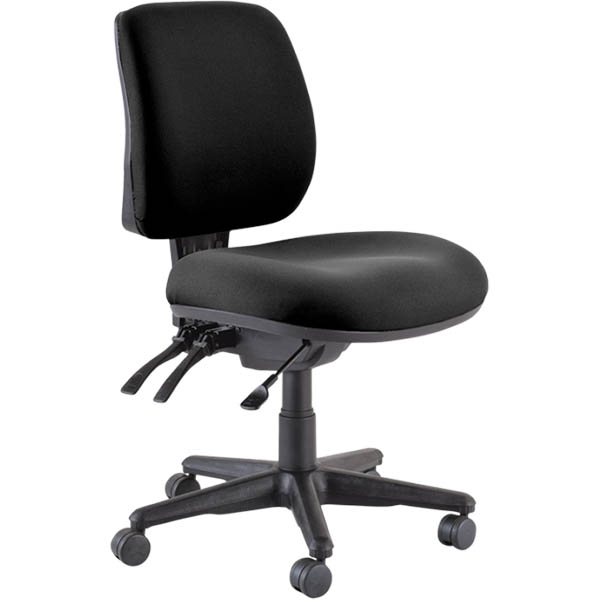 Image for BURO ROMA TASK CHAIR MEDIUM BACK 3-LEVER JETT FABRIC BLACK from Barkers Rubber Stamps & Office Products Depot