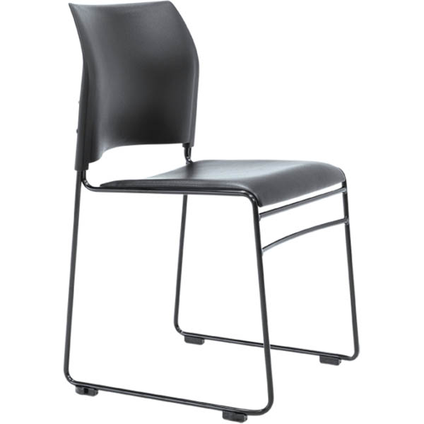 Image for BURO MAXIM VISITOR CHAIR SLED BASE BLACK FRAME BLACK VINYL SEAT from Albany Office Products Depot