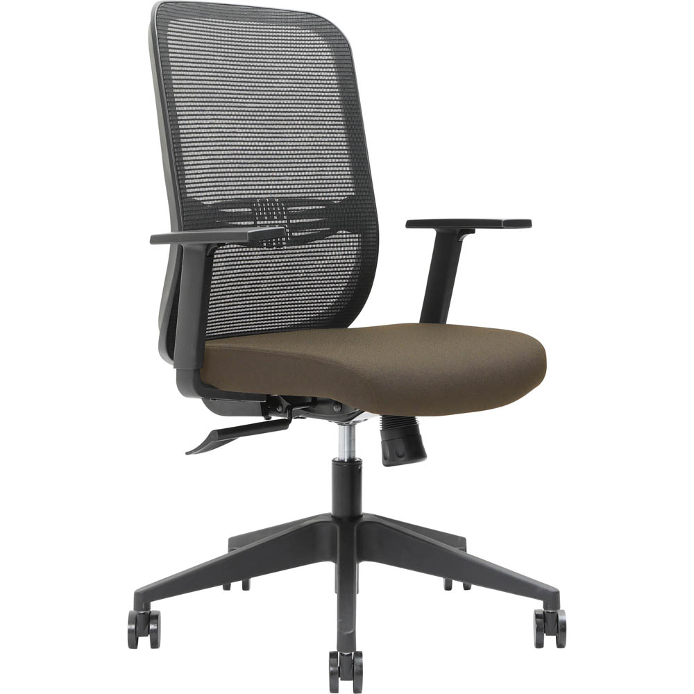 Image for BRINDIS TASK CHAIR HIGH MESH BACK NYLON BASE ARMS CHOCOLATE from Office Products Depot