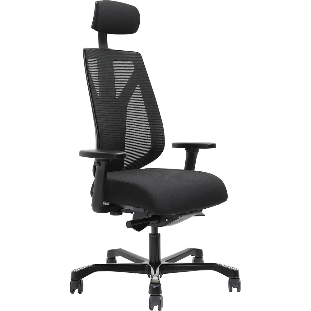 Image for SERATI HIGH MESH BACK CHAIR BODY-WEIGHT SYNCHRO 2-D HEADREST ADJUSTABLE ARMRESTS BLACK ALUMINIUM BASE POLISHED FOOTPLATES GABRI from Office Products Depot