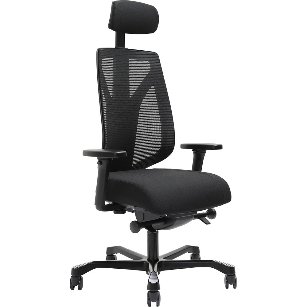 Image for SERATI HIGH MESH BACK CHAIR PRO-CONTROL SYNCHRO 2-D HEADREST ADJUSTABLE ARMRESTS BLACK ALUMINIUM BASE POLISHED FOOTPLATES GABRI from Office Products Depot